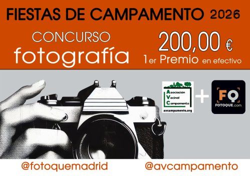 &iexcl; AN&Iacute;MATE A PARTICIPAR Y COMPARTE TU VISI&Oacute;N DEL MUNDO EN EL BARRIO DE CAMPAMENTO !
&iquest;Tienes una mirada &uacute;nica? &iquest;Te apasiona contar historias a trav&eacute;s de tu objetivo?
&iexcl;Este es tu momento! Demuestra tu talento y creatividad en nuestro concurso de fotograf&iacute;a.Buscamos im&aacute;genes originales, impactantes y que transmitan emoci&oacute;n.
El tema del concurso es: &ldquo;Emociones en las Fiestas Campamento 2026&rdquo;
&iexcl;200 EUROS EN EFECTIVO PARA LA FOTOGRAF&Iacute;A GANADORA!
SEGUNDO PREMIO 100&euro; EN CHEQUE REGALO para gastar en los servicios de Foto Qu&eacute;, (no v&aacute;lido c&aacute;maras ni otros productos audiovisuales)

&iquest;C&Oacute;MO PARTICIPAR?

CAPTA: Realiza un m&aacute;ximo de 3 fotograf&iacute;as originales que se ajuste al tema del concurso realizadas en las fechas de las fiestas del barrio de Campamento, entre el XX y XX de Junio de 2026.
ENV&Iacute;A: Las fotograf&iacute;as tendr&aacute;n que ser publicadas en el Instagram del participante haciendo menci&oacute;n a @avcampamento y @fotoquemadrid. Para optar a los premios debes de seguir en Instagram a ambas cuentas.
PLAZO: Fecha l&iacute;mite de env&iacute;o: XX de Junio de 2026 a las 24:00 h.

BASES DEL CONCURSO:

Podr&aacute;n participar todas las personas mayores de 18 a&ntilde;os o menores con consentimiento escrito de los padres o tutores legales.
Cada participante podr&aacute; enviar un m&aacute;ximo 3 fotograf&iacute;as en formato digital.
Las fotograf&iacute;as deben ser originales e in&eacute;ditas, y no haber sido premiadas en otros concursos.
No se admitir&aacute;n fotograf&iacute;as que atenten contra la dignidad de las personas o que sean ofensivas.
Se valorar&aacute; la creatividad, la t&eacute;cnica, la composici&oacute;n y la adecuaci&oacute;n al tema.
El jurado estar&aacute; compuesto por cuatro fot&oacute;grafos profesionales; Paco Manzano, Javier Bustos, Domingo J. Casas y David Calle. El fallo del jurado ser&aacute; inapelable, se comunicar&aacute; a los ganadores y se subir&aacute; a las redes sociales de la Asociaci&oacute;n vecinal de Campamento y Foto Qu&eacute; Lab s.l.: @avcampamento y @fotoquemadrid
Los participantes ceden los derechos de reproducci&oacute;n de las im&aacute;genes para la promoci&oacute;n del concurso y exposici&oacute;n (sin fines comerciales directos por parte de la organizaci&oacute;n m&aacute;s all&aacute; de la promoci&oacute;n del propio concurso).

&nbsp;

OBSERVACIONES. Los premios podr&aacute;n quedar desierto. La participaci&oacute;n en el concurso implica la total aceptaci&oacute;n y conformidad con lo dispuesto en las presentes bases. Cualquier imprevisto no incluido en estas bases podr&aacute; ser resuelto por el Jurado. Las fotograf&iacute;as que no re&uacute;nan los requisitos t&eacute;cnicos o de identificaci&oacute;n formar&aacute;n parte del concurso, pero no podr&aacute;n optar a premio ni a quedar entre las 10 mejores. El autor ser&aacute; el responsable de los derechos de Protecci&oacute;n de Datos, Intimidad e Imagen de las personas retratadas.
Organiza: Asociaci&oacute;n vecinal de Campamento y Foto Qu&eacute; Lab S.L.
#fotoqueconcurso